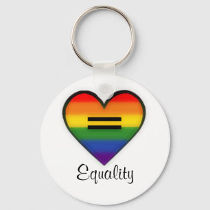 Rainbow heart equality keychain