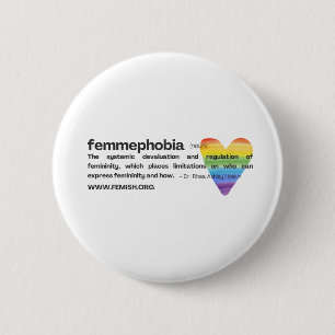 Rainbow Heart Femmephobia Button