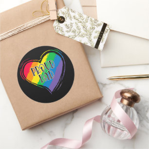 Rainbow Heart Flag Proud Dad LGBT Gay Pride Month Classic Round Sticker