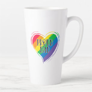 Rainbow Heart Flag Proud Dad LGBT Gay Pride Month Latte Mug
