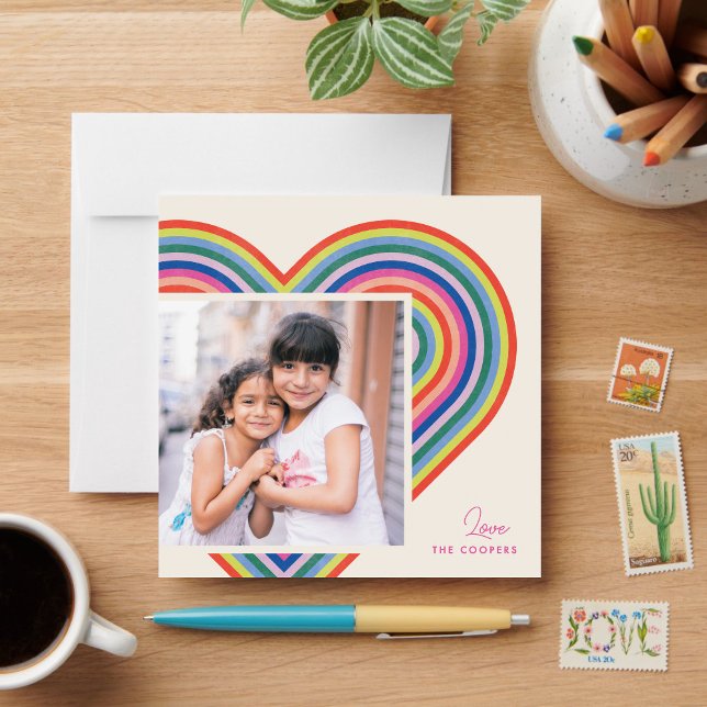 Rainbow Heart Flat Valentine's Day Card - Magenta (Creator Uploaded)