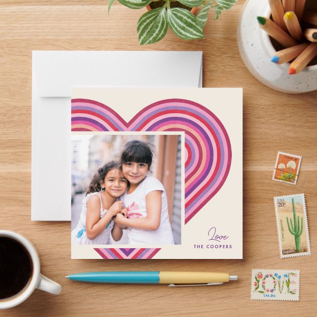 Rainbow Heart Flat Valentine's Day Card - Plum (Creator Uploaded)