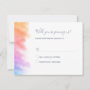 Rainbow Heart Full of Joy Wedding RSVP Card