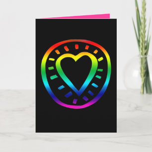 Rainbow Heart Gay Valentine's Day Black Card