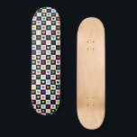 Rainbow Heart Grid Pattern Skateboard<br><div class="desc">An on-trend black and white chequerboard patterned blanket with a rainbow of coloured hearts give this skateboard deck a fun vibe.</div>