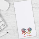 Rainbow Heart Handprints |  Personalized Teacher Magnetic Notepad<br><div class="desc">A perfect gift for your favourite teacher or friend,  this cute notepad features rainbow handprints stamped to create a heart in the centre. Add your teacher's name to this sweet,  personalized note pad for an extra special gift during Teacher Appreciation week or for a holiday gift!</div>