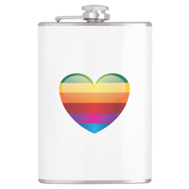 Rainbow Heart Hip Flask (Front)