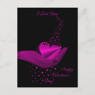 Rainbow Heart in Hand with Stars Holiday Postcard