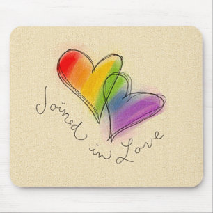 Rainbow Heart Joined in Love Mouse Pad