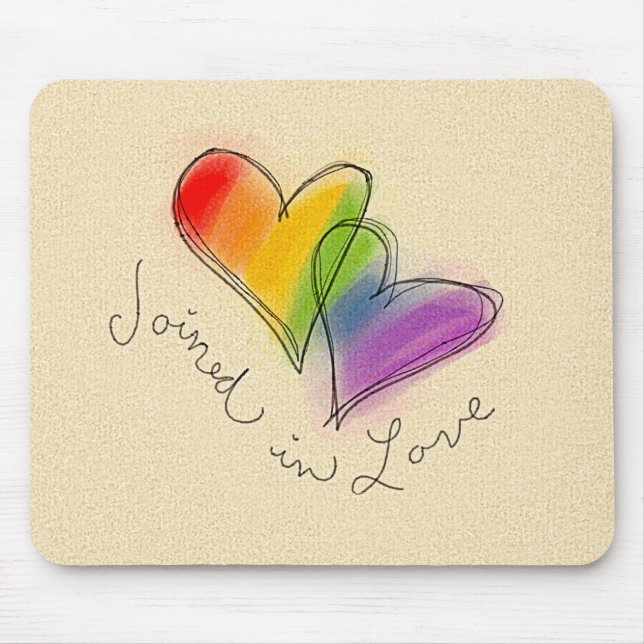 Rainbow Heart Joined in Love Mouse Pad (Front)