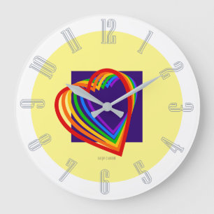 Rainbow Heart Large Clock