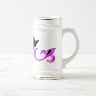 Rainbow Heart Lily and Butterfly Beer Stein