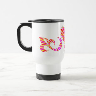 Rainbow Heart Lily and Butterfly Travel Mug