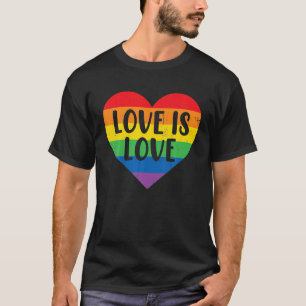 Rainbow Heart Love Is Love LGBT LGBTQ Gay Lesbian T-Shirt