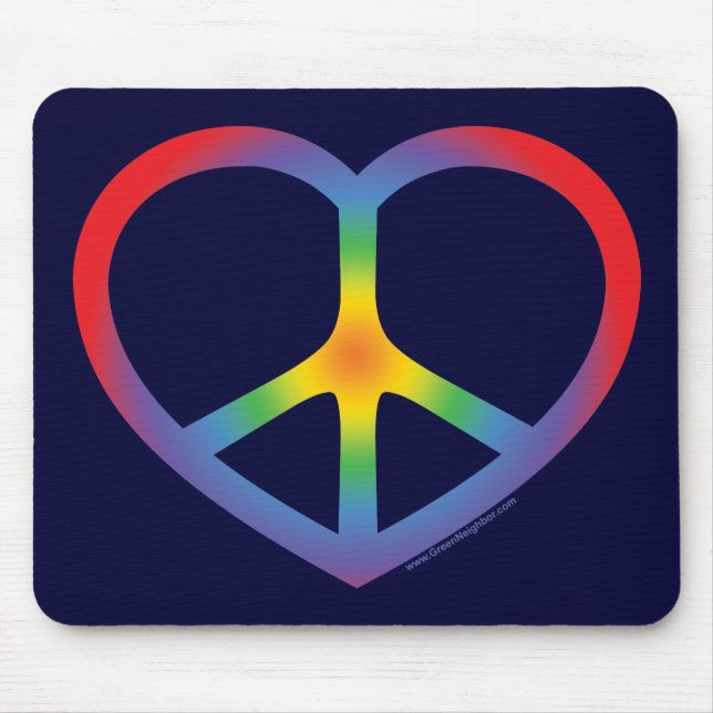 Rainbow Heart, Love, Peace Sign Mouse Pad (Front)