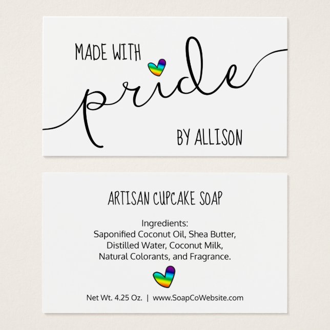 Rainbow Heart  Made With Pride LGBTQ Gift Tag (Front & Back)