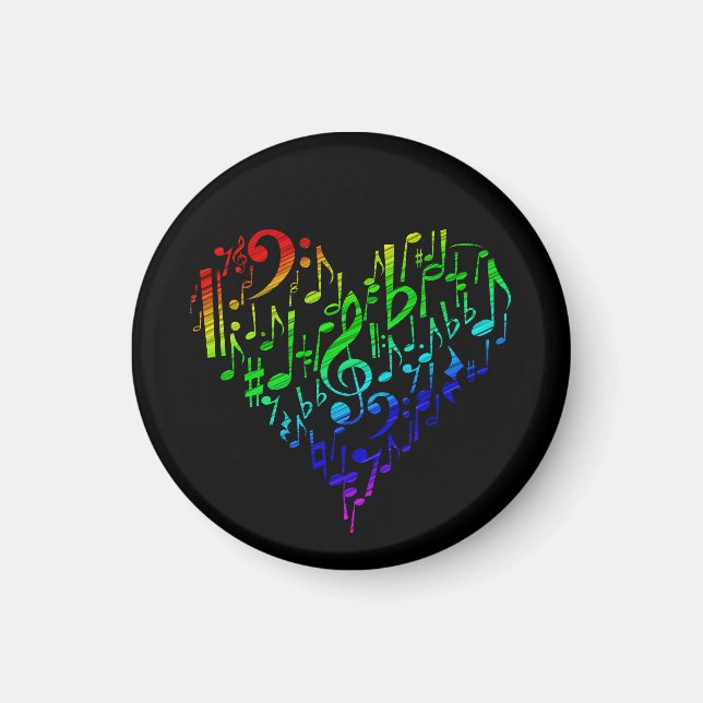 Rainbow Heart Magnet Black (Front)