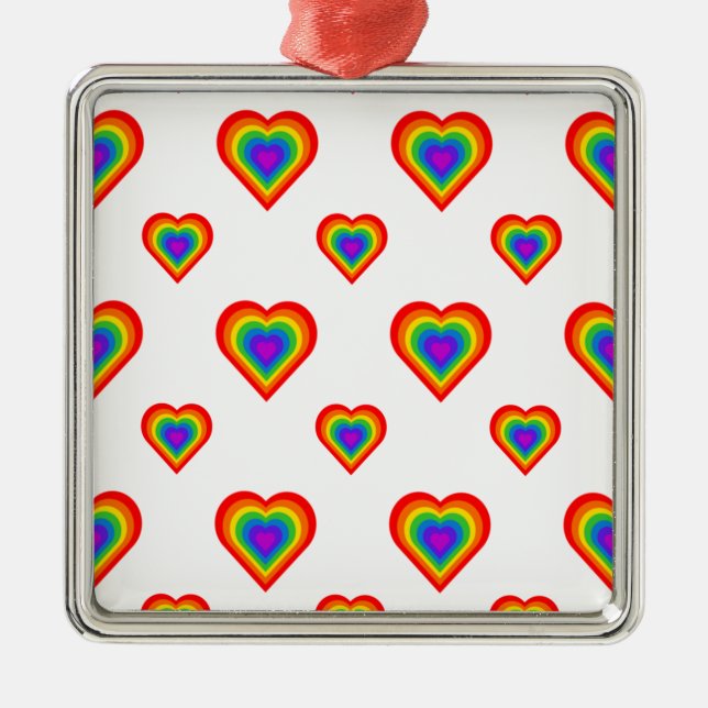 Rainbow Heart Metal Ornament (Front)