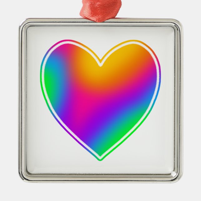 Rainbow Heart Metal Ornament (Front)