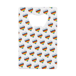 Rainbow Heart Motif Carte de crédit Bottle Opener