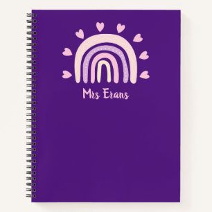 Rainbow Heart Notebook, Personalized Teacher Gift Notebook