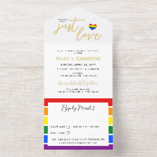 Rainbow Heart Nothing Fancy Just Love LGBTQ All In One Invitation