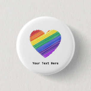 Rainbow Heart Of Love  1 Inch Round Button