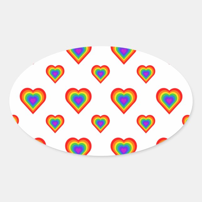 Rainbow Heart Oval Sticker (Front)