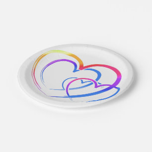 Rainbow heart paper plate