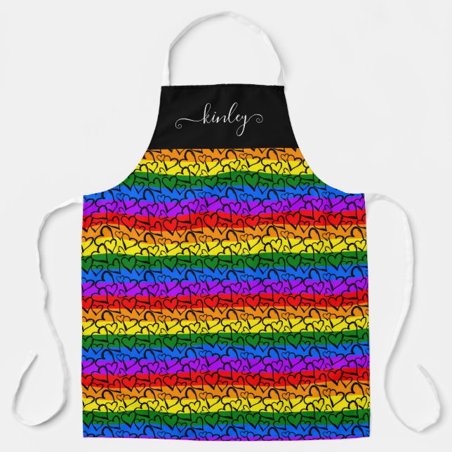Rainbow Heart Pattern Apron (Front)