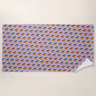 Rainbow Heart Pattern Beach Towel