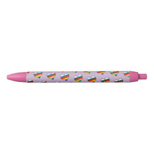Rainbow Heart Pattern Black Ink Pen