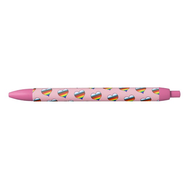 Rainbow Heart Pattern Black Ink Pen (Front)