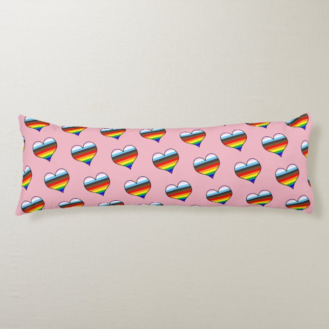 Rainbow Heart Pattern Body Pillow (Front)