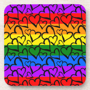 Rainbow Heart Pattern Coaster