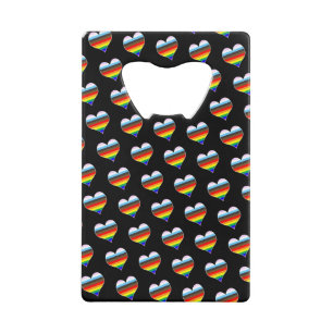 Rainbow Heart Pattern Credit Card Bottle Opener