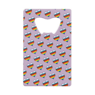 Rainbow Heart Pattern Credit Card Bottle Opener