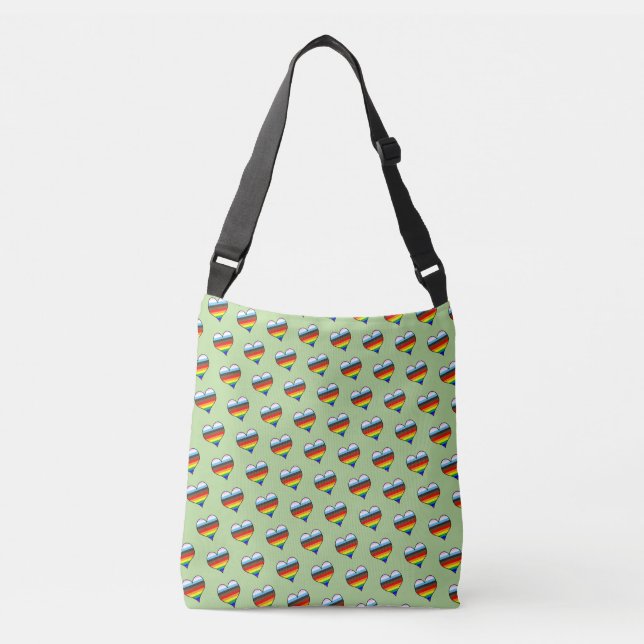Rainbow Heart Pattern Crossbody Bag (Front)