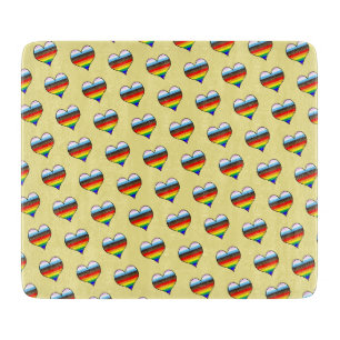 Rainbow Heart Pattern Cutting Board