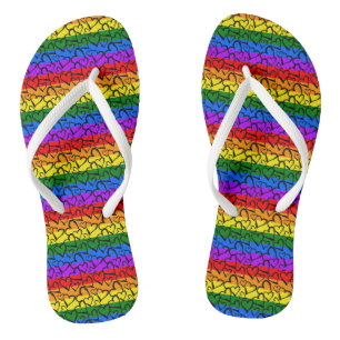 Rainbow Heart Pattern Flip Flops