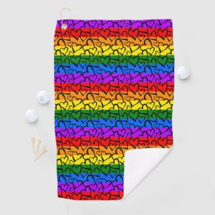 Rainbow Heart Pattern Golf Towel