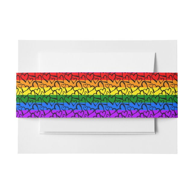 Rainbow Heart Pattern Invitation Belly Band (Front Example)