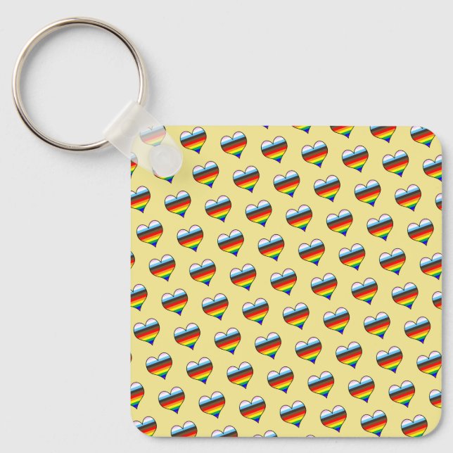 Rainbow Heart Pattern Keychain (Front)