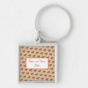 Rainbow Heart Pattern Keychain