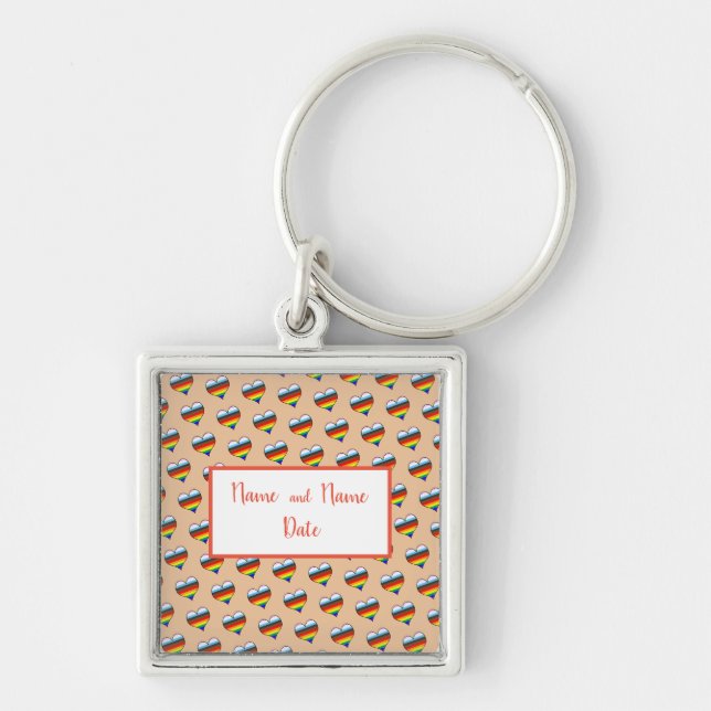Rainbow Heart Pattern Keychain (Front)