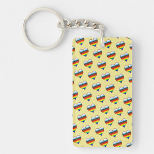 Rainbow Heart Pattern Keychain