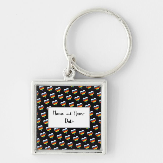 Rainbow Heart Pattern Keychain (Front)