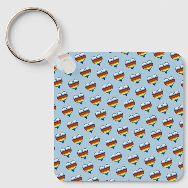 Rainbow Heart Pattern Keychain (Front)