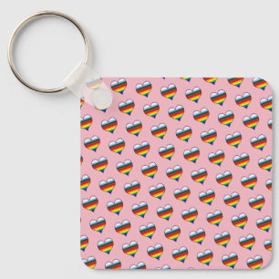 Rainbow Heart Pattern Keychain