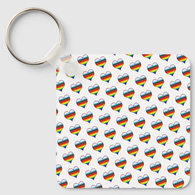 Rainbow Heart Pattern Keychain (Front)